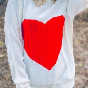 Love Heart Printed Pullover Sweater